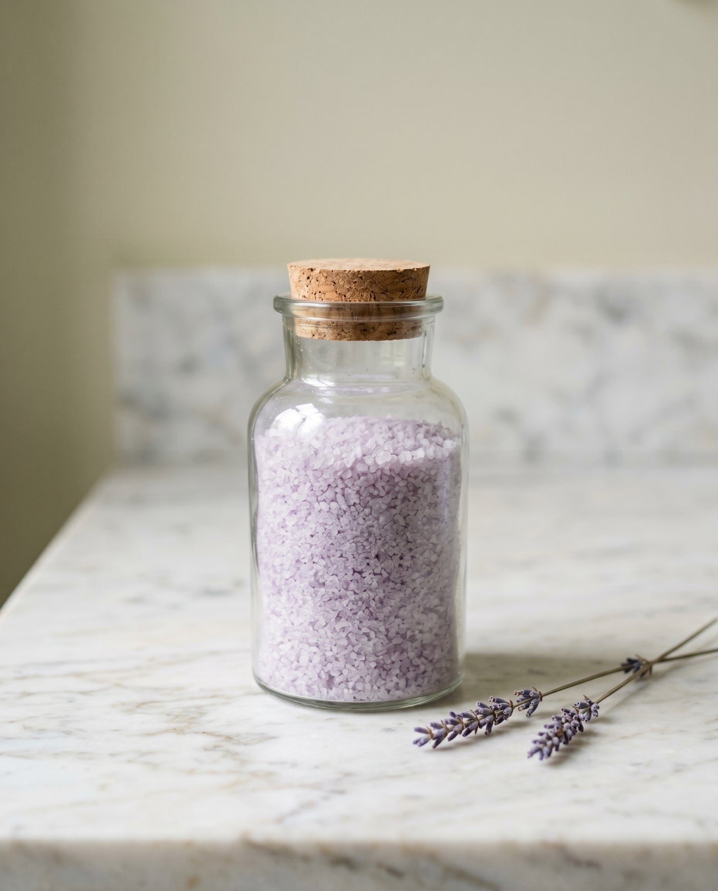 Badesalz Lavande de Provence, 500 g im Glasgefäss, Mont-Ventoux-Lavendel und Meersalz