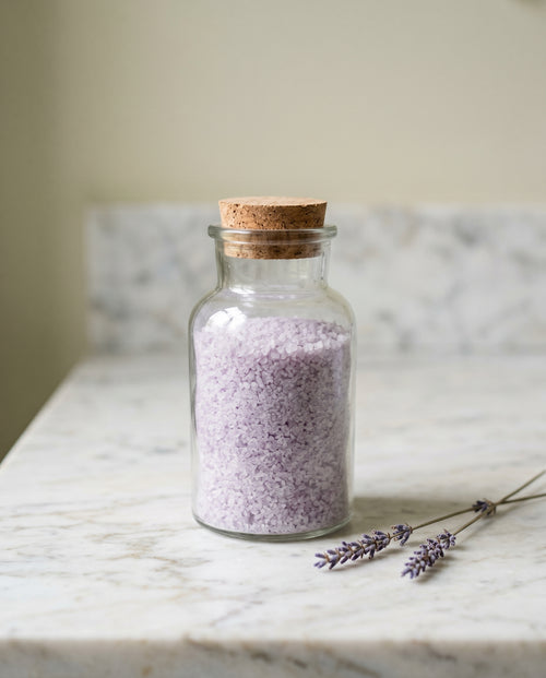 Badesalz Lavande de Provence, 500 g im Glasgefäss, Mont-Ventoux-Lavendel und Meersalz