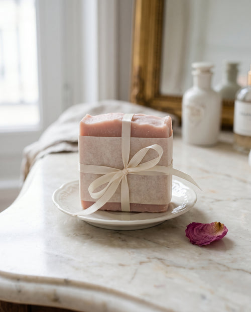 Boudoir-Seife · Rose und Milch, 150 g, kaltgerührt, Eselsmilch und Damaszener-Rose